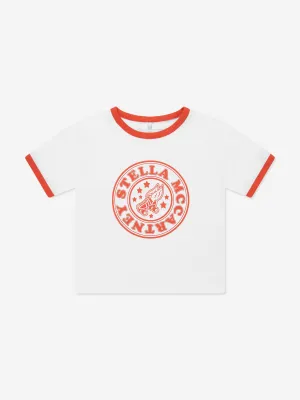 Girls Logo Print Cropped T-Shirt in White
