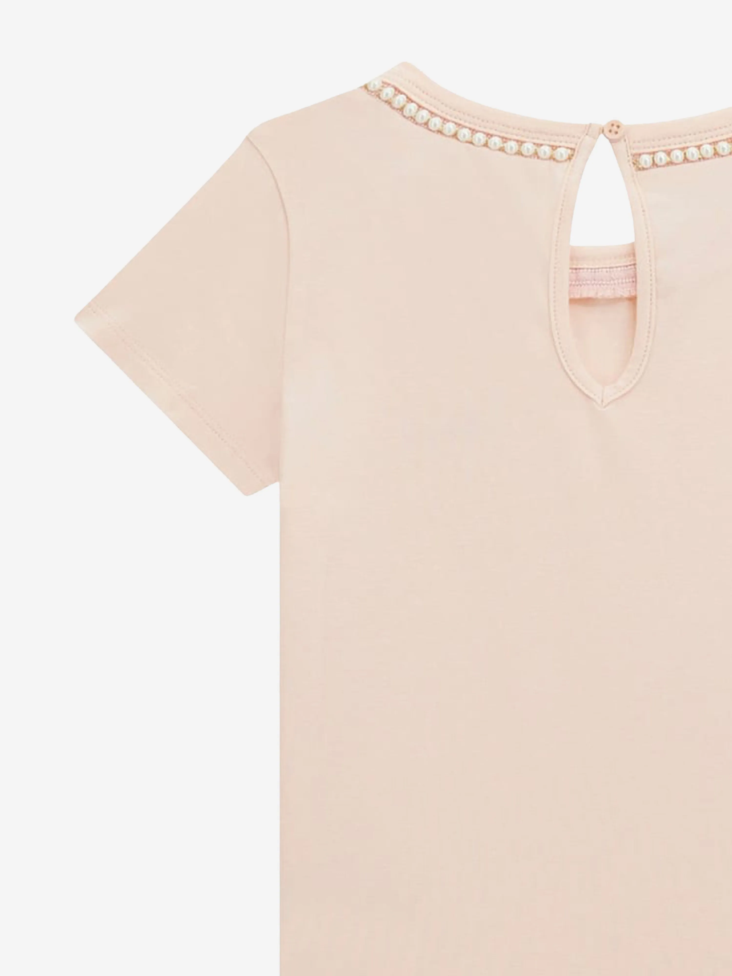 Girls Logo T-Shirt with Pearls in Pink