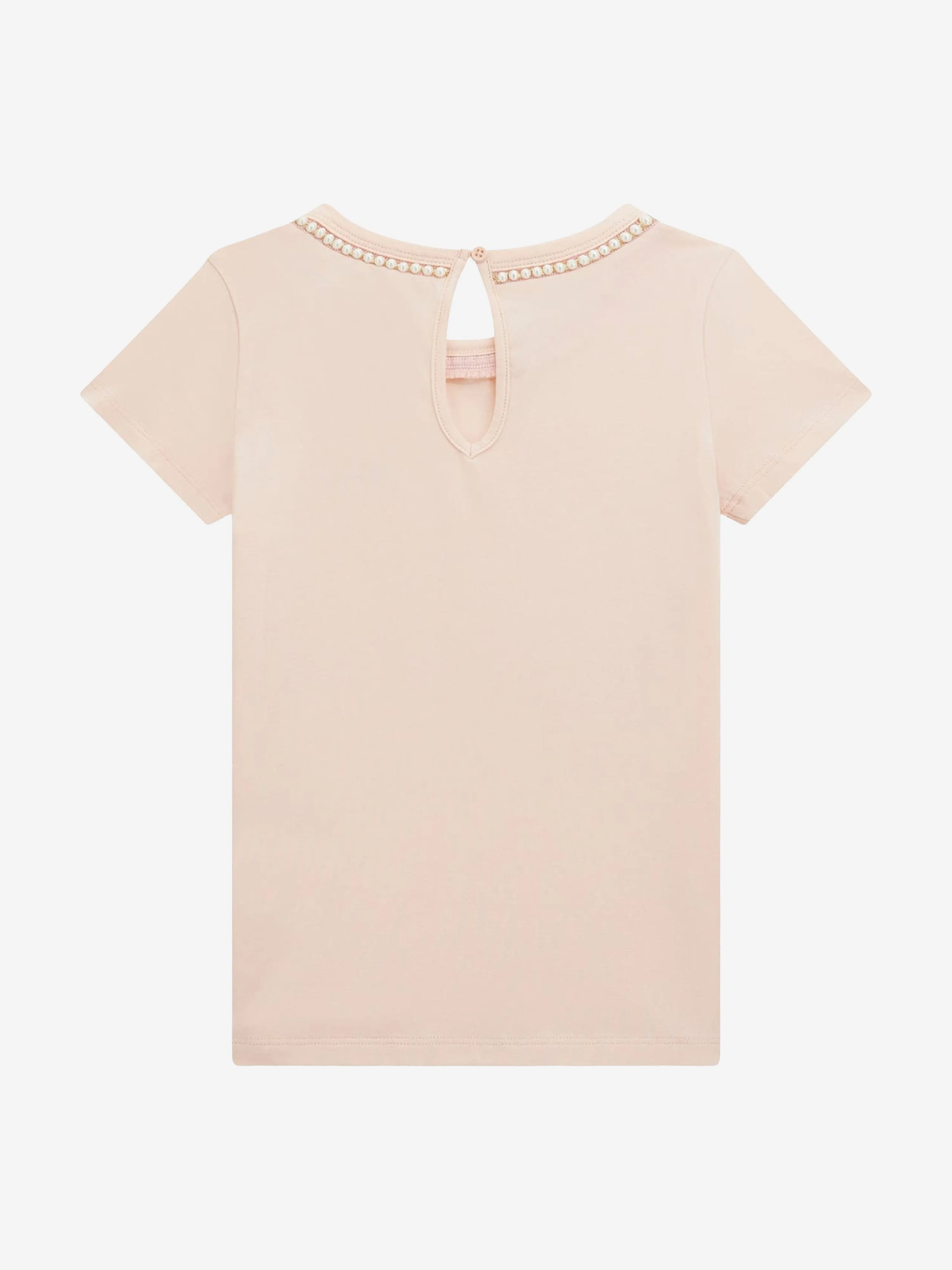 Girls Logo T-Shirt with Pearls in Pink