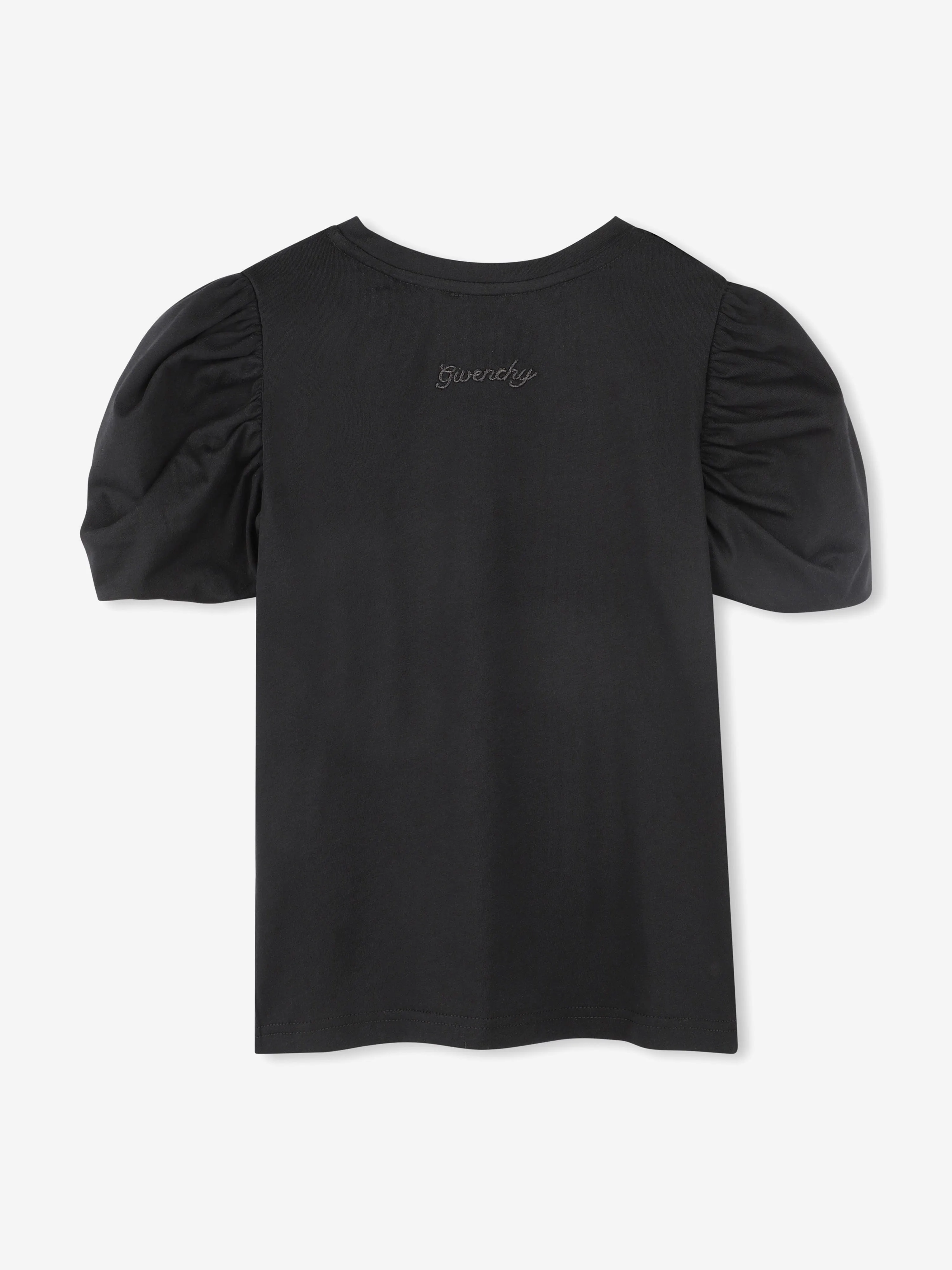 Girls Puff Sleeve Logo T-Shirt in Black
