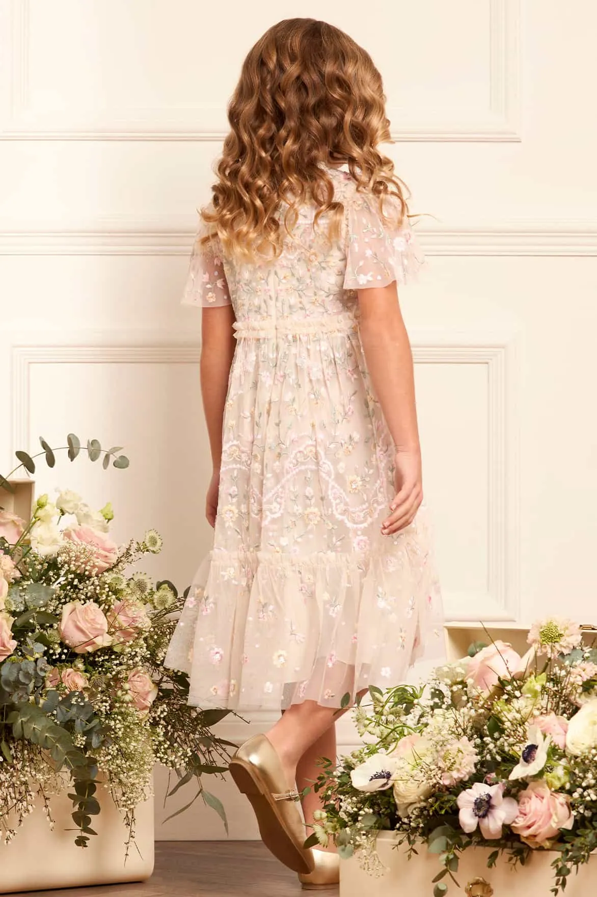 Girls Tulle Dragonfly Dress in Ivory