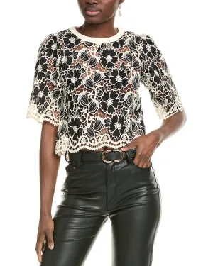 Gracia Floral Embroidered Lace Crop Top