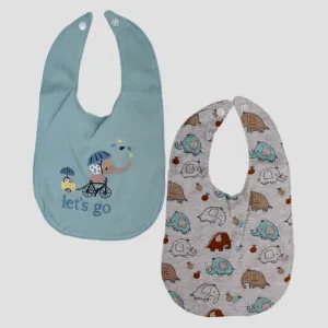 Grey & Aqua Elephant Bibs (2-Pack)