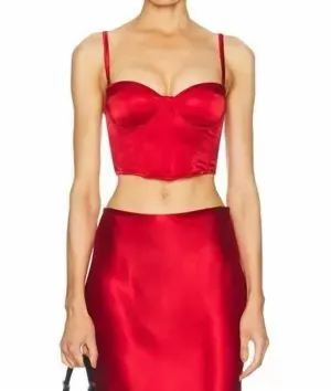 Hamptons Bustier Crop Top In Rouge