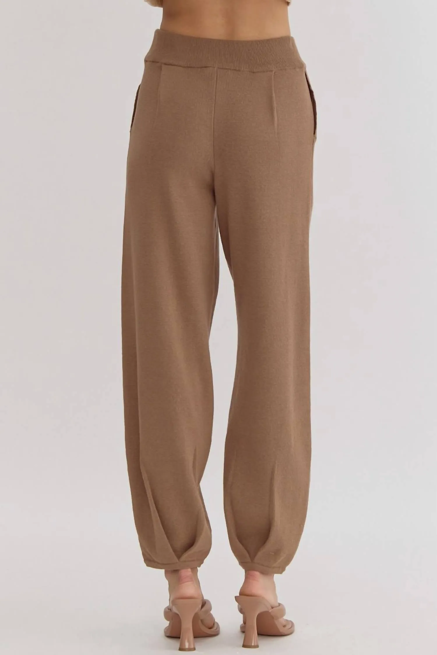 High Waisted Knit Pant In Mocha