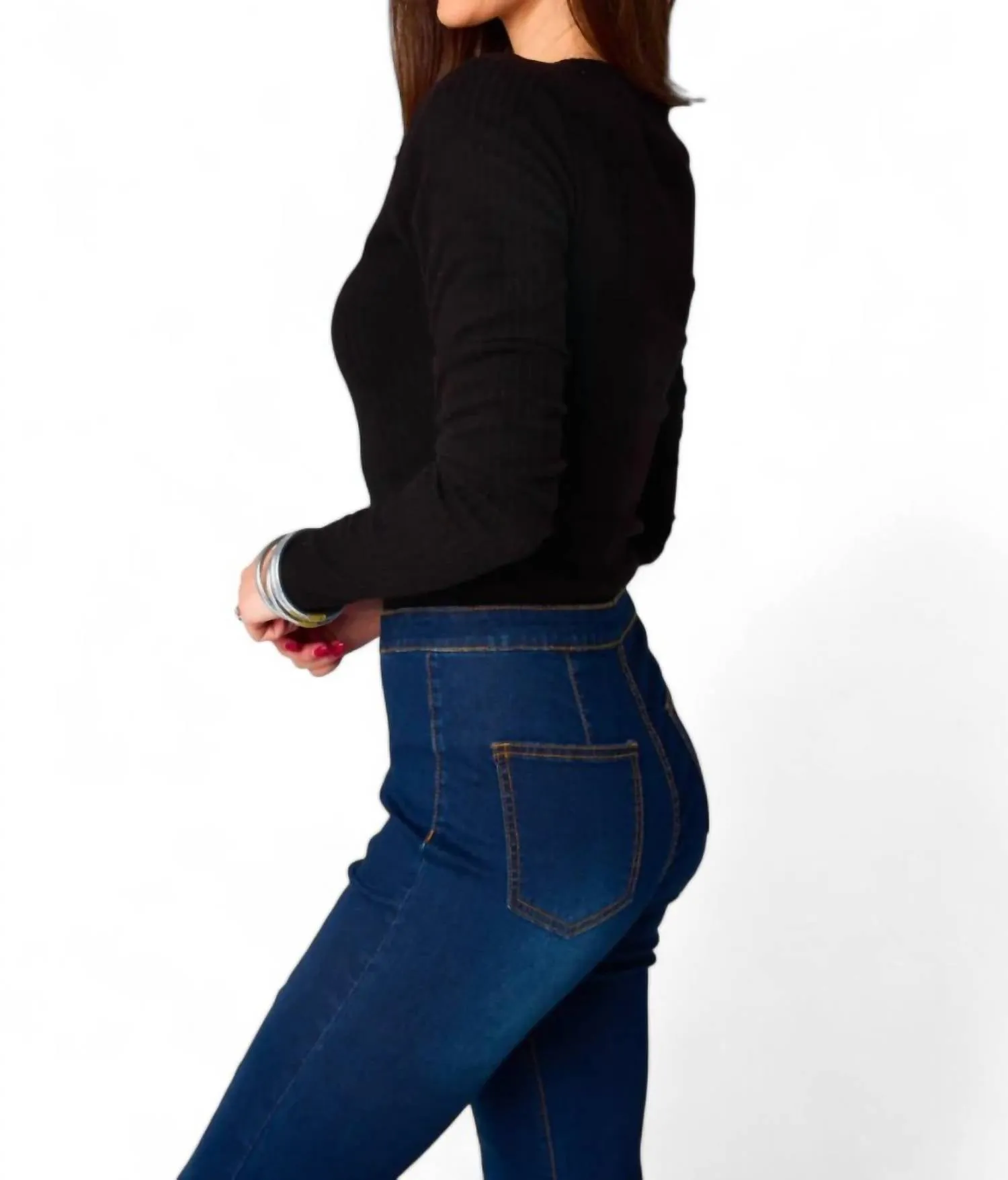 Holly Long Sleeve Button Up Bodysuit In Black