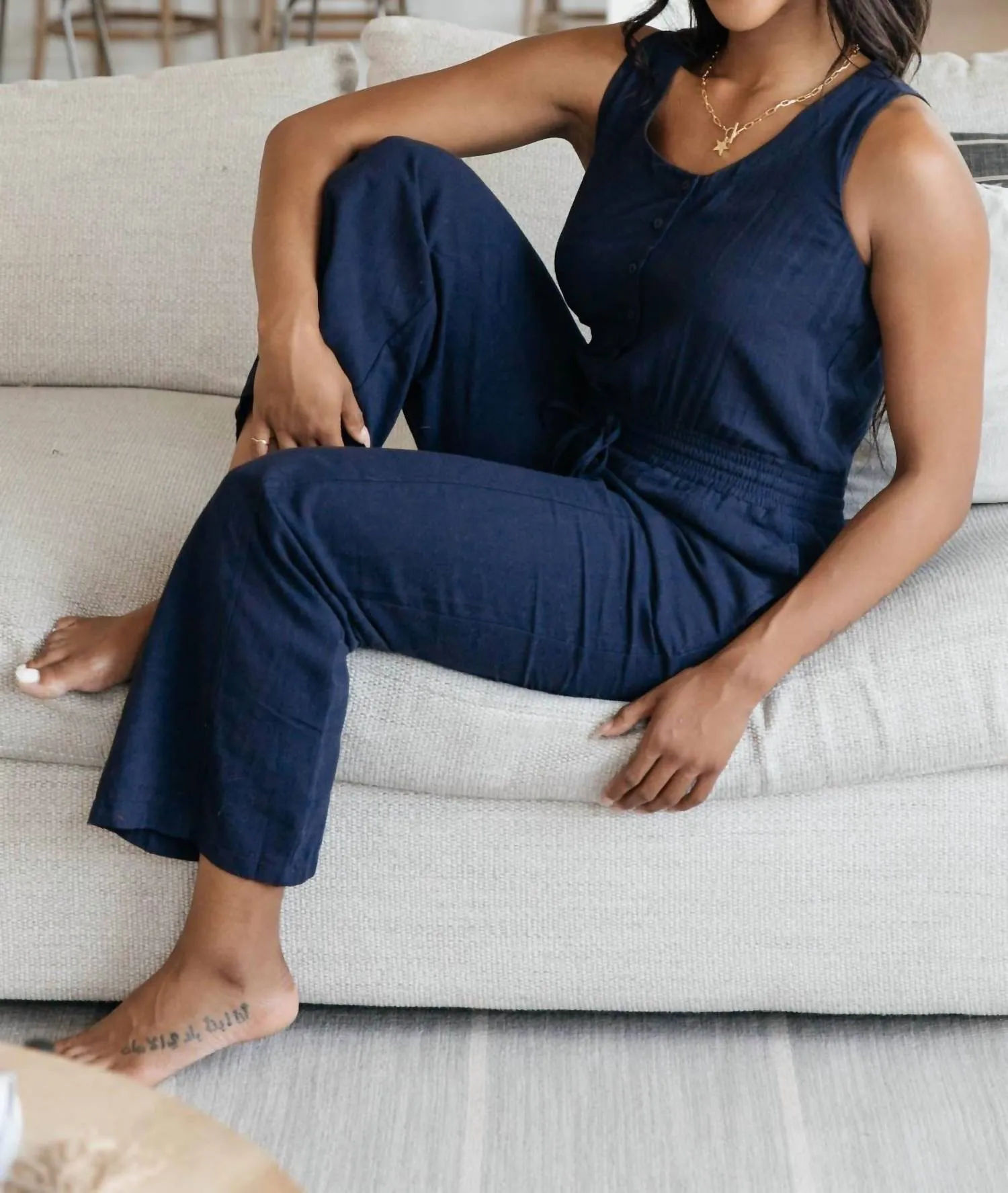 Hometown Girl Jumpsuit In Navy