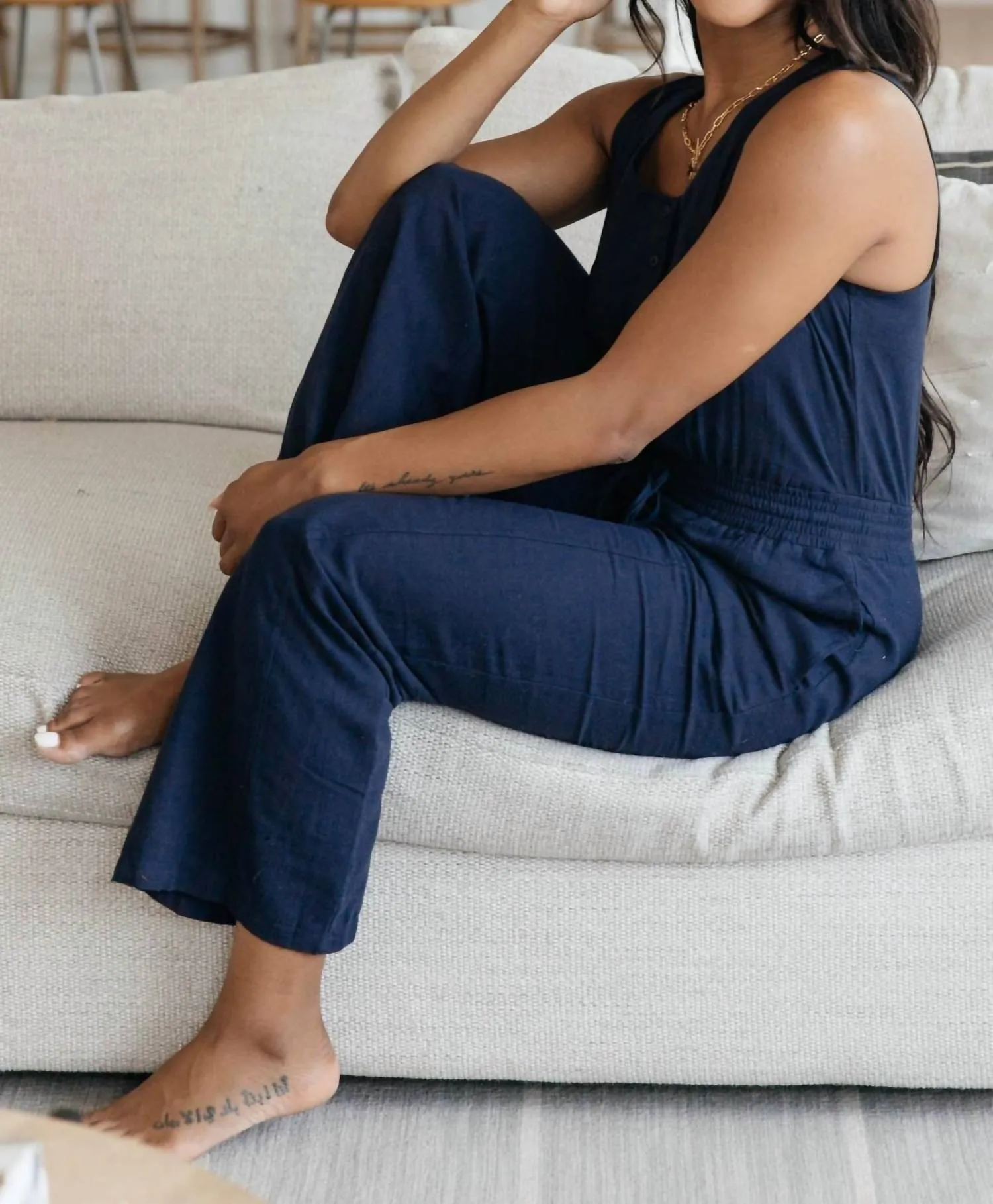 Hometown Girl Jumpsuit In Navy
