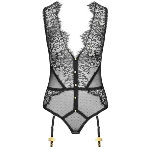 Inspiration Devine Sleeveless Thong Bodysuit In Black
