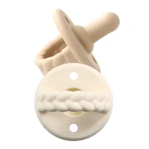 Itzy Ritzy Sweetie Soother Silicone Pacifier 2pk Toast   Buttercream Braids