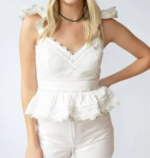 Jeanie Poplin Tank Top In Off White