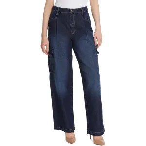 Jessica Simpson Womens Jenna High Rise Dark Wash Cargo Jeans