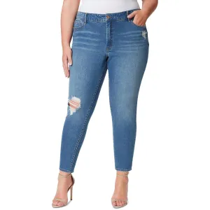 Jessica Simpson Womens Plus Adored High Rise Medium Wash Ankle Jeans