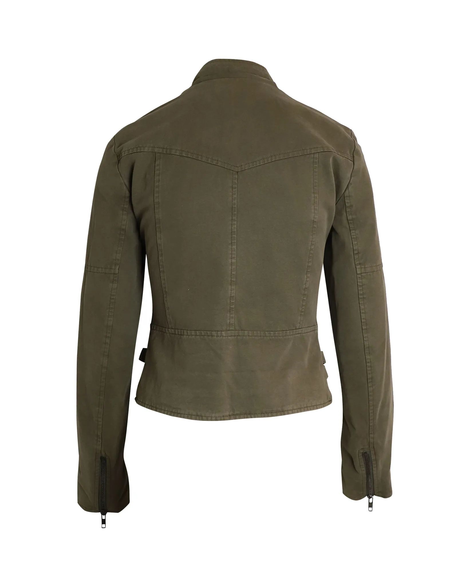 Joseph Biker Jacket in Olive Cotton