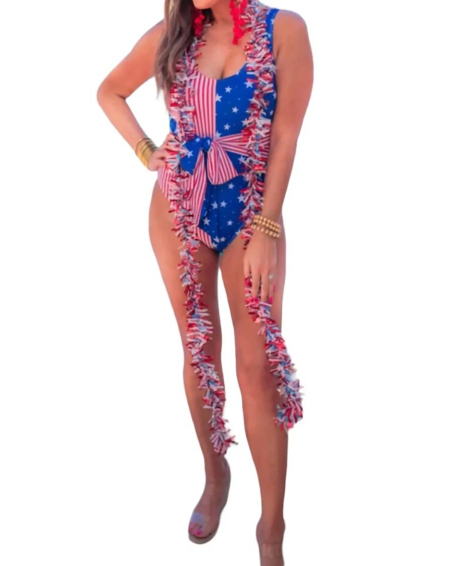 July Stars & Stripes Swimsuit In Multi-Red/white/blue