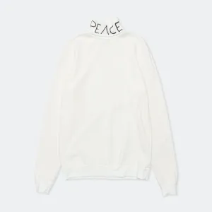Kapital Clothing Waffle Jersey High-Neck Long Sleeve T (PEACE Embroidery) - White