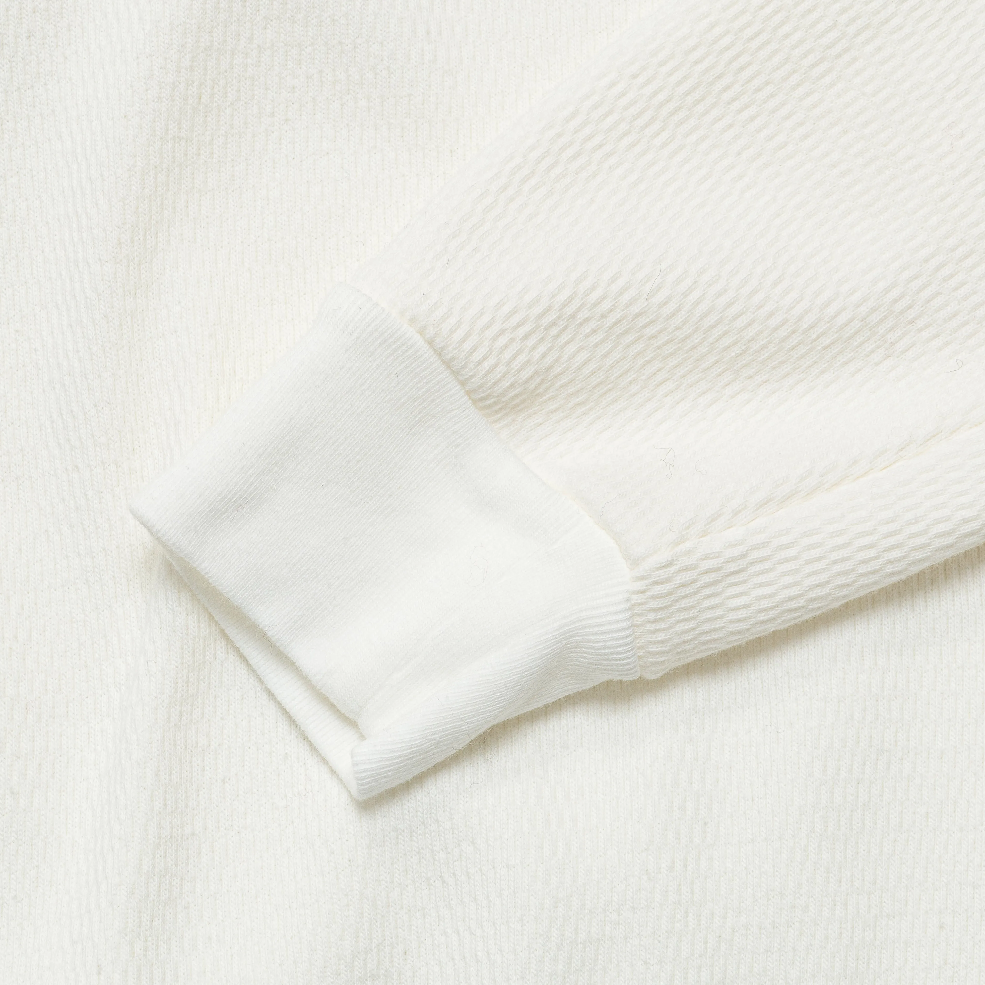 Kapital Clothing Waffle Jersey High-Neck Long Sleeve T (PEACE Embroidery) - White