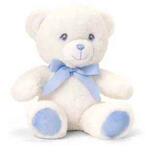 Keeleco Baby Bear with Ribbon (15cm) - Cream / Blue