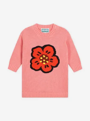 KENZO Baby Girls Boke Flower Knitted Dress in Pink