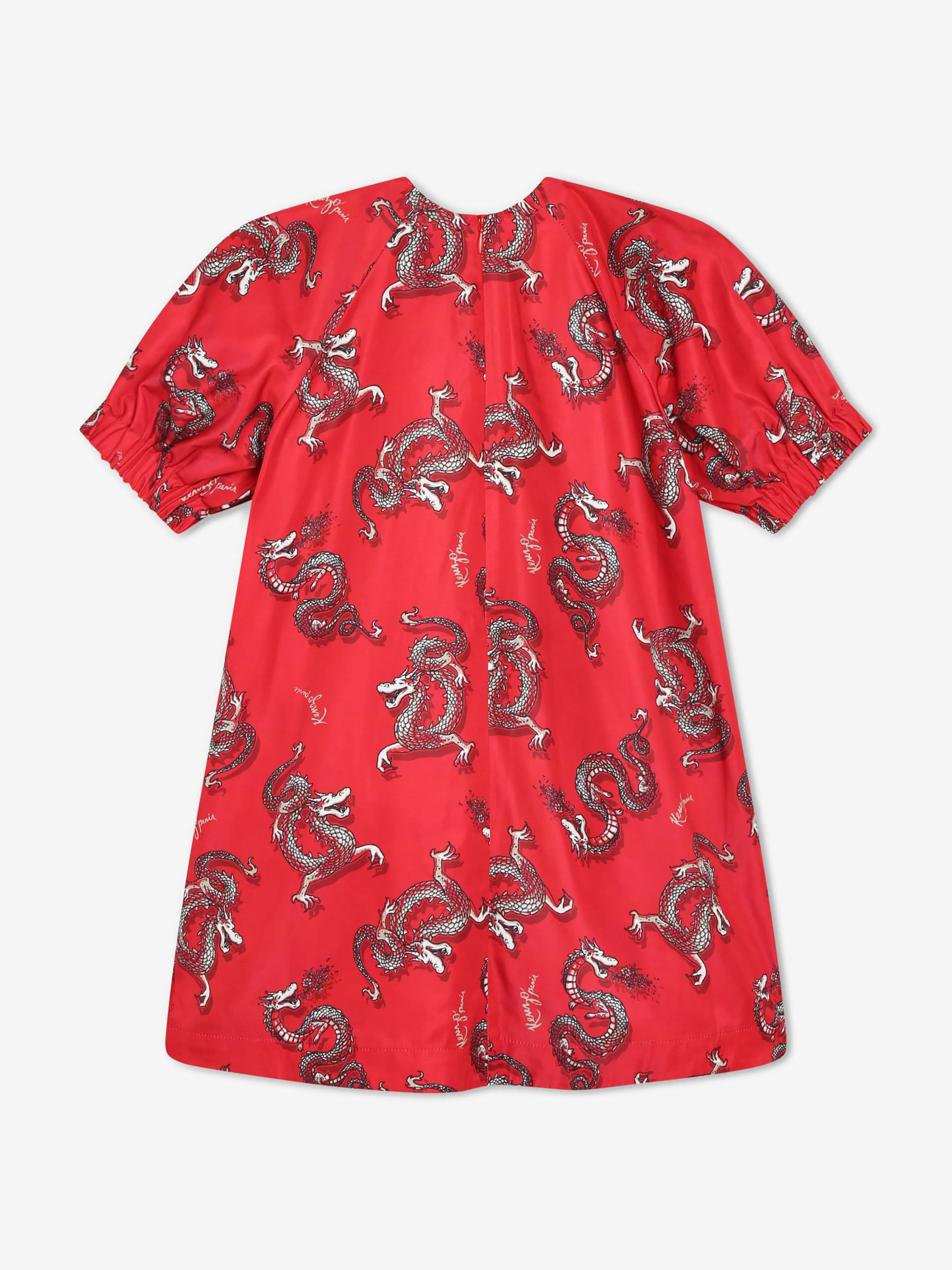 KENZO Girls Dragon Print Dress in Red