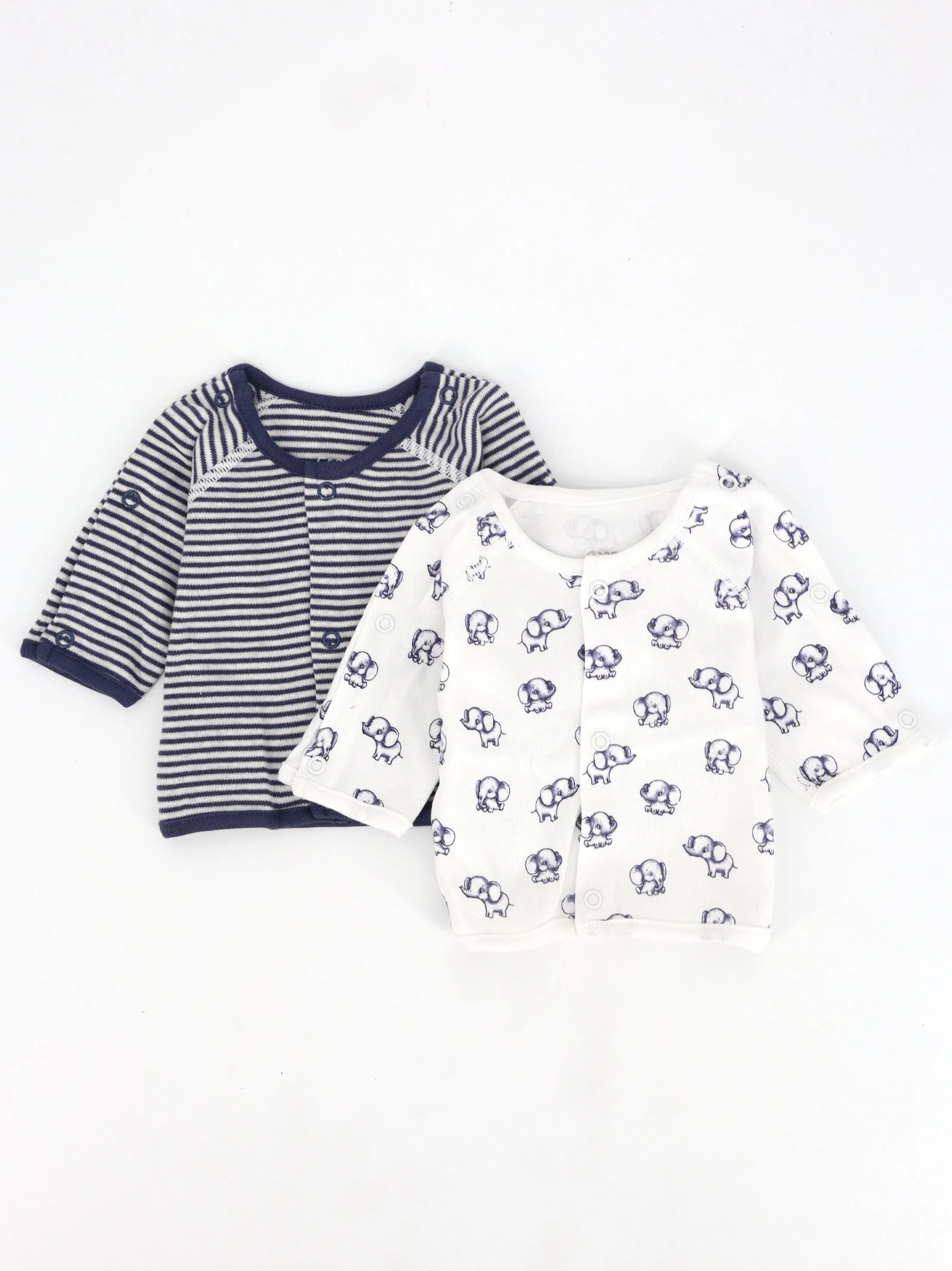 Kids Boy's 2 Pcs Graphic Printed Striped Buttons Up Top Set,Blue/White