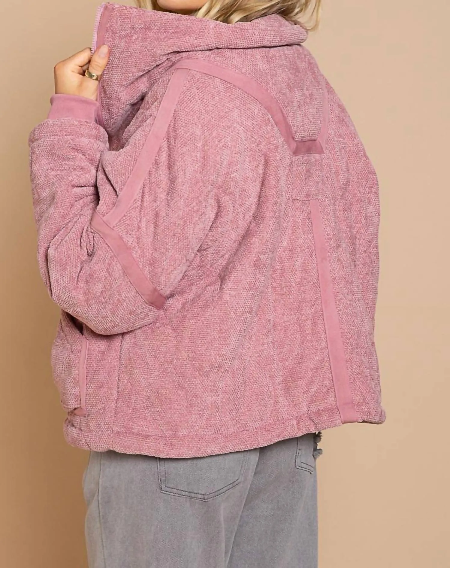 Knit Quilt Jacket In Rose Pink