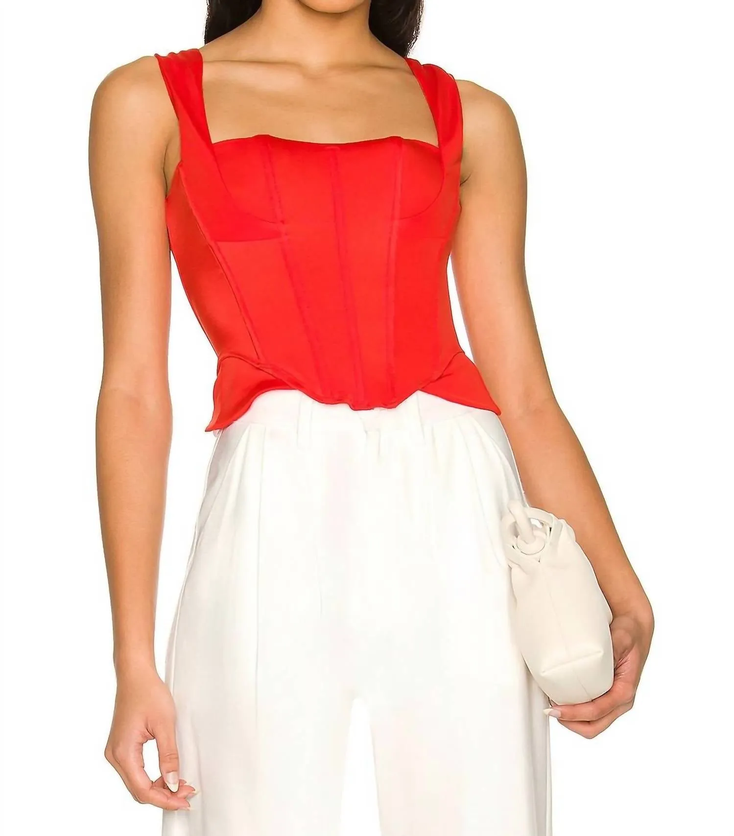 Knock Out Corset Top In Blood Orange