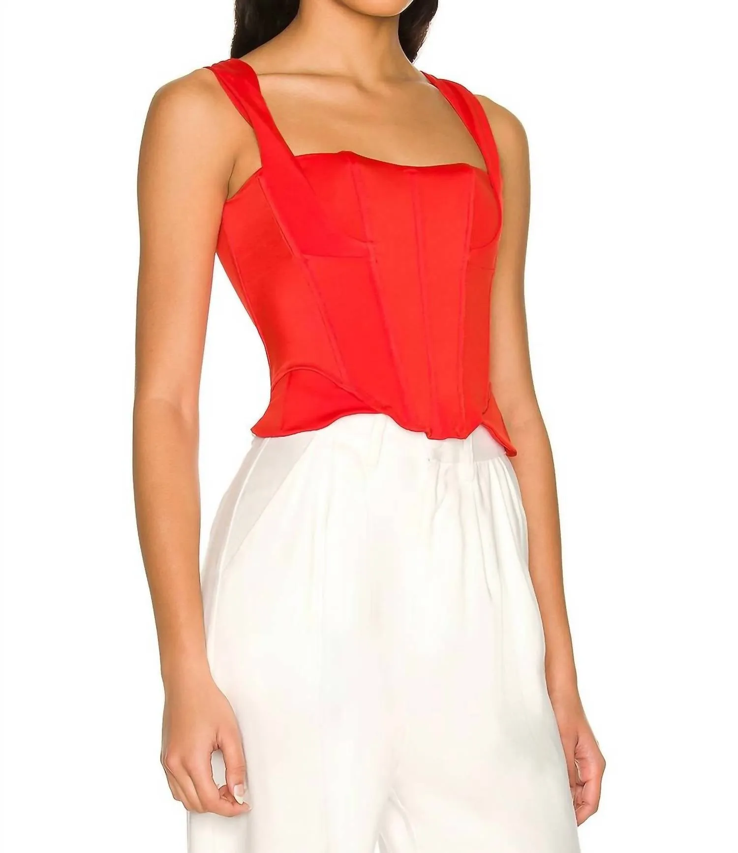 Knock Out Corset Top In Blood Orange