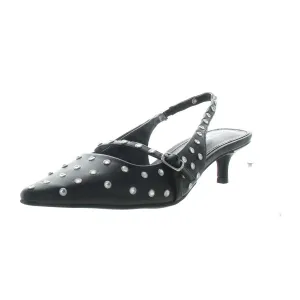 KRYSTAL-R Womens Studded Faux Leather Slingback Heels