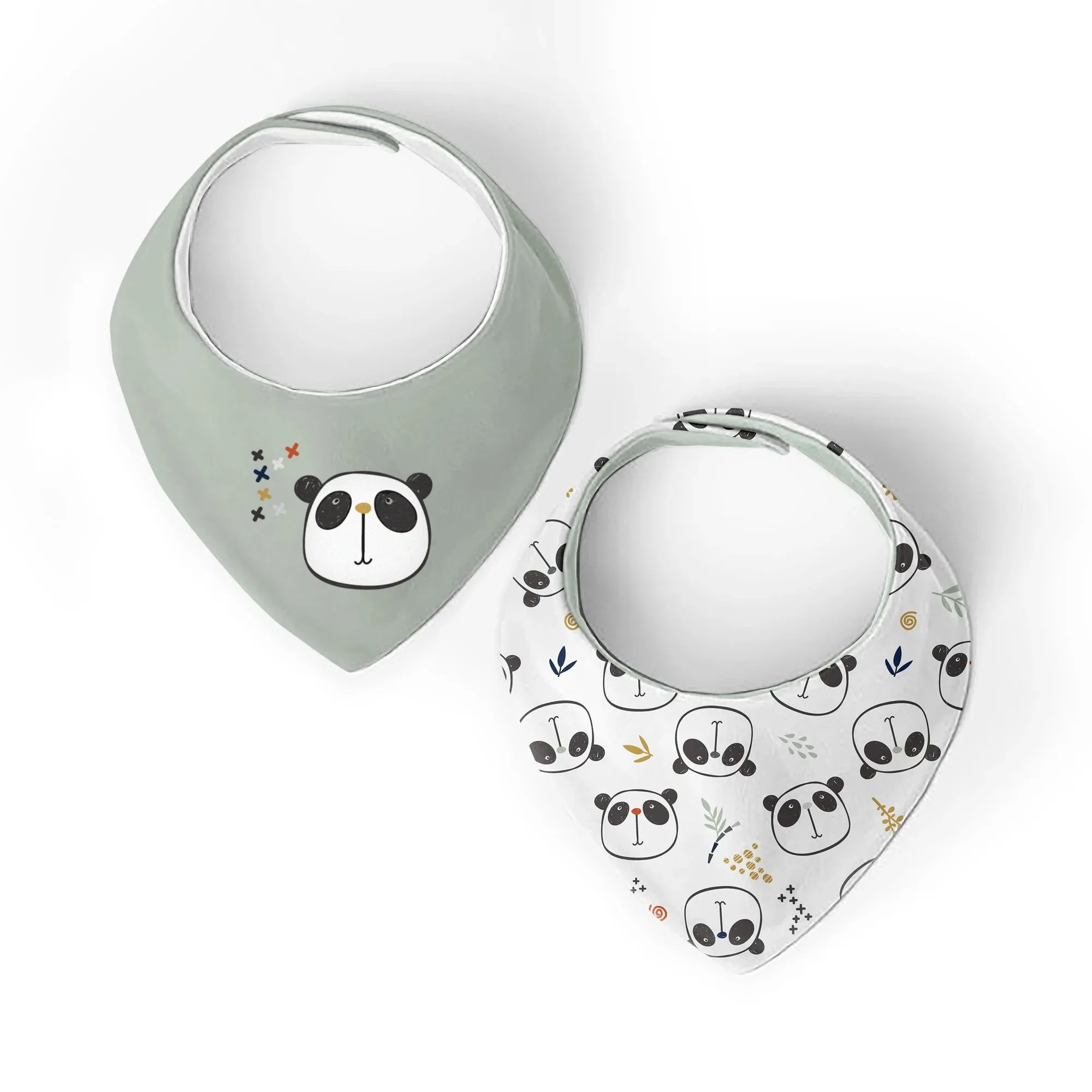 KUSHIES Bandana Bib 2-Pack - Panda
