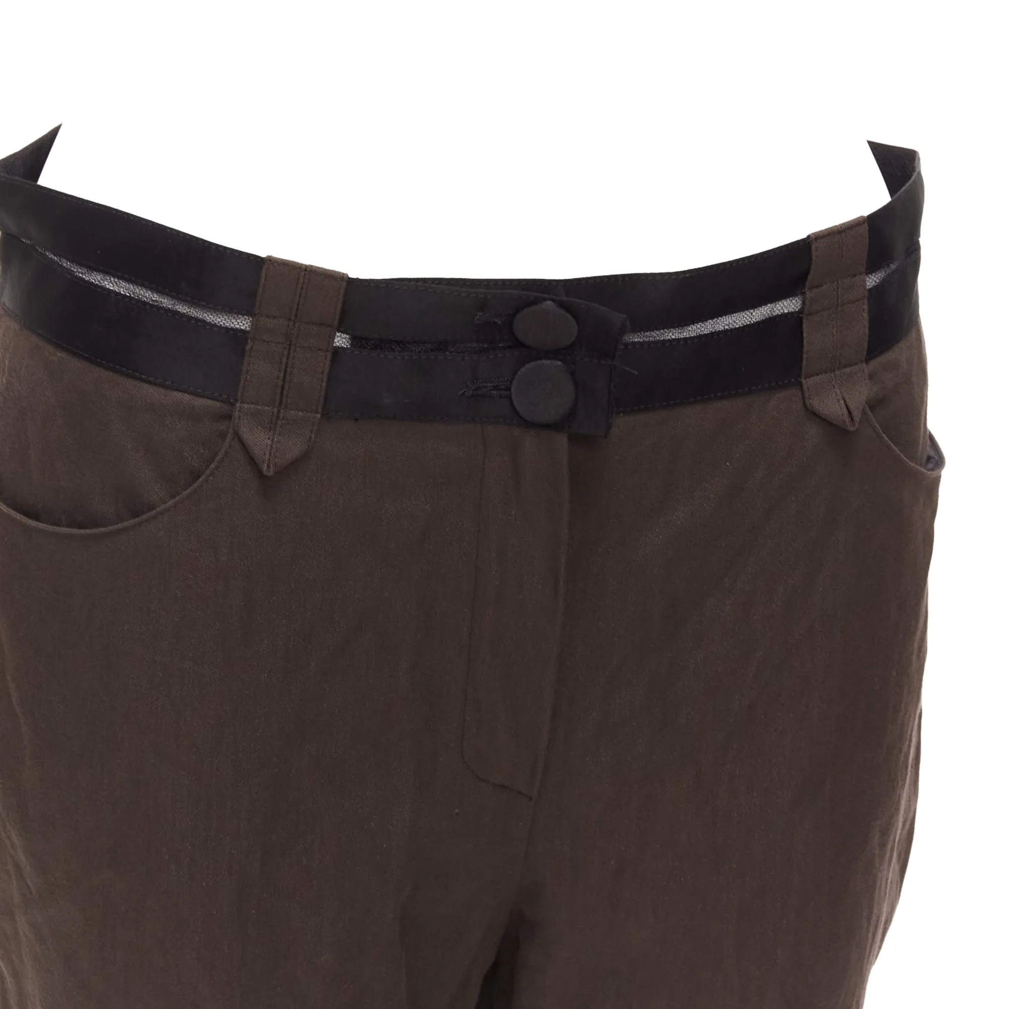 Lanvin Cotton Blend Sheer Waistband Crop Pants