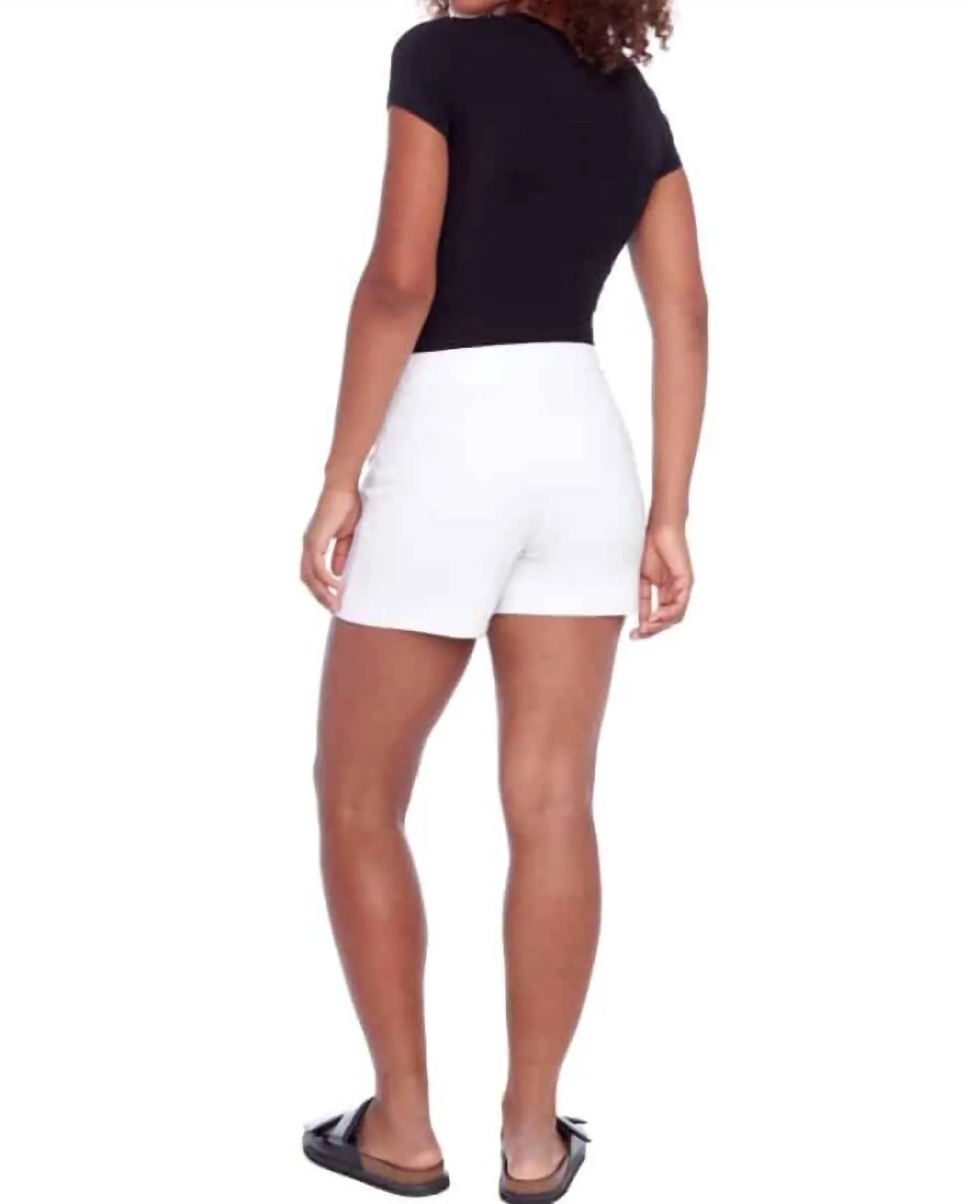 Lisa Solid Scarlett Asymmetric Skort In White