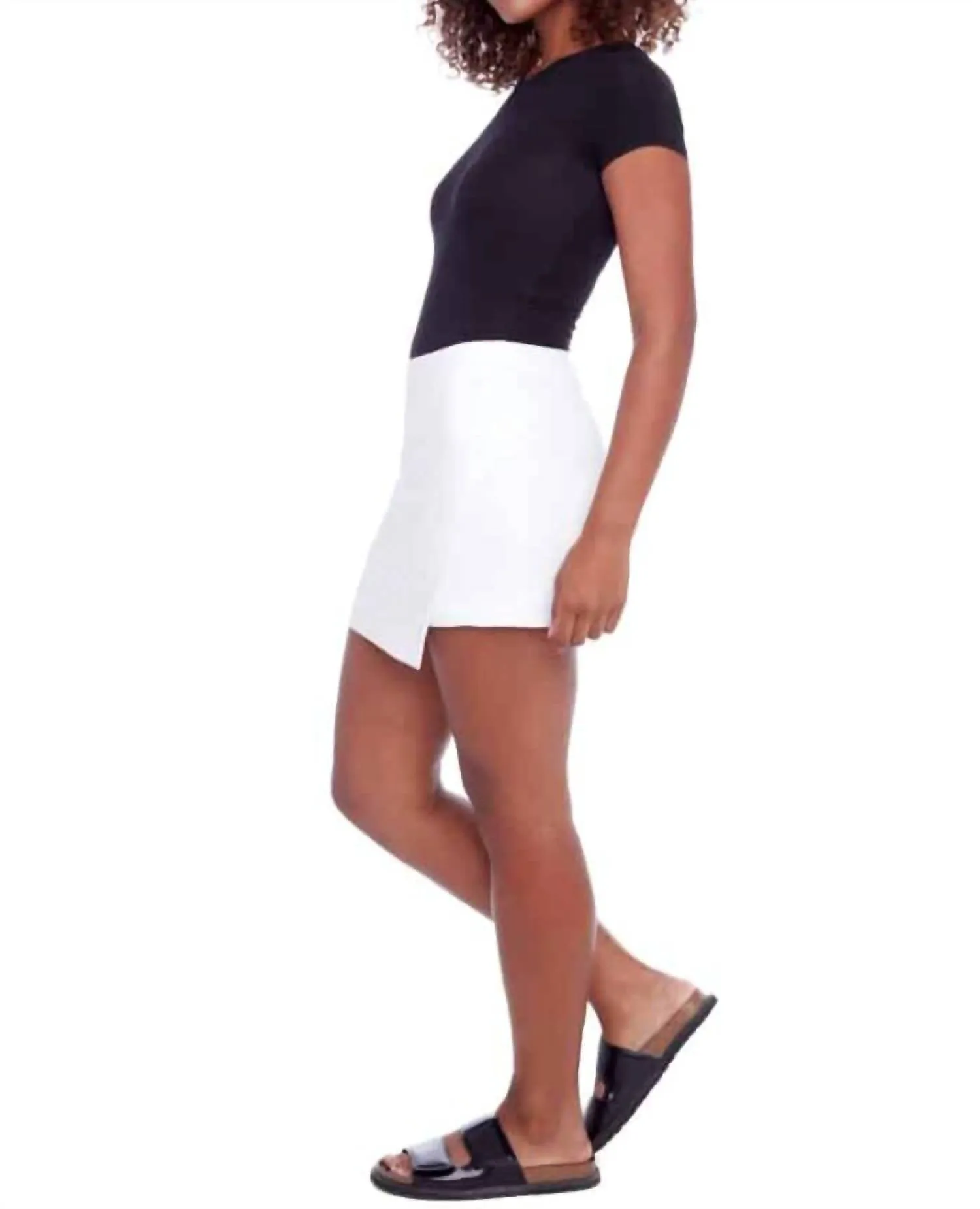 Lisa Solid Scarlett Asymmetric Skort In White