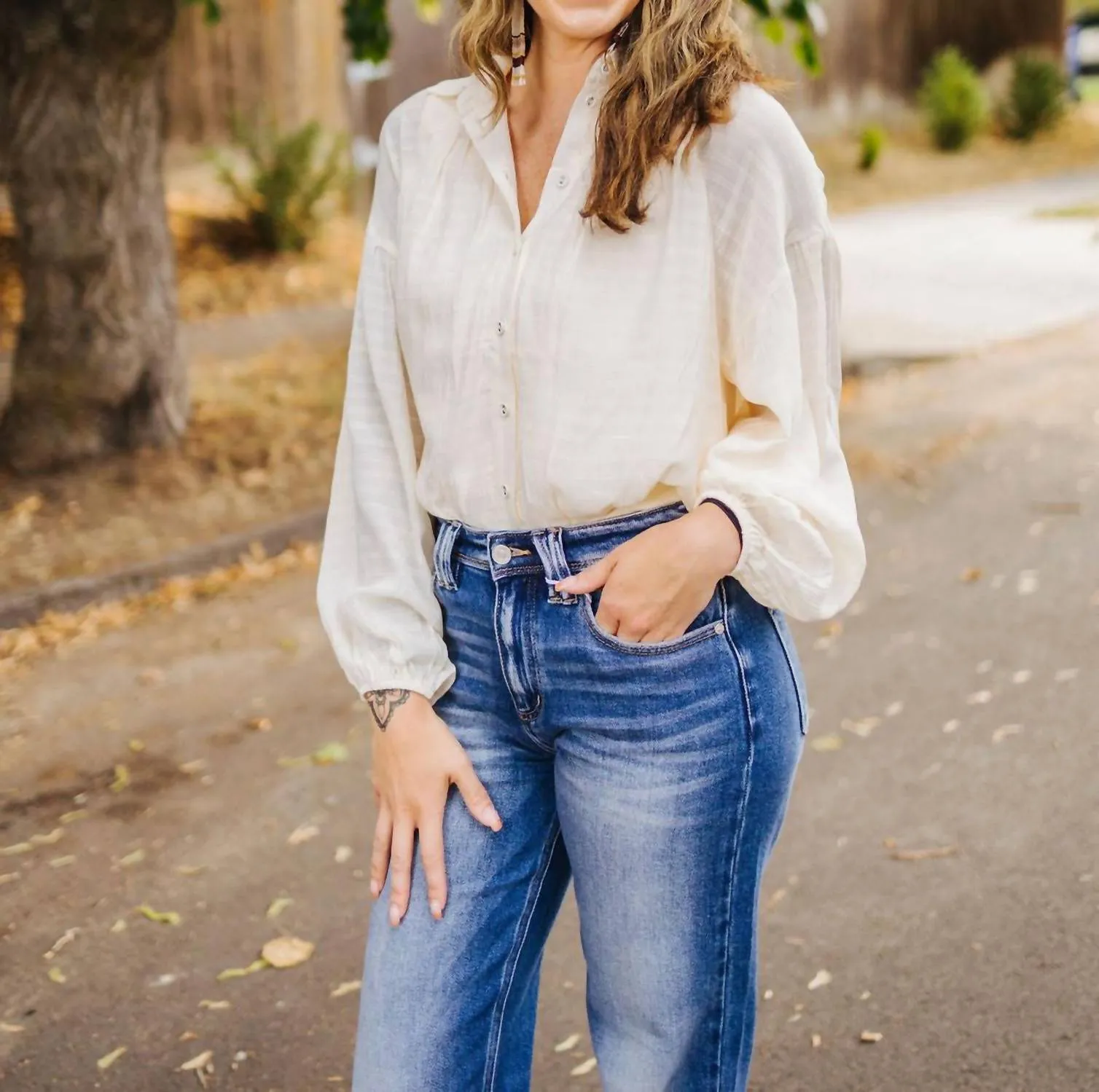 Little Lies Blouse Bodysuit In Cream