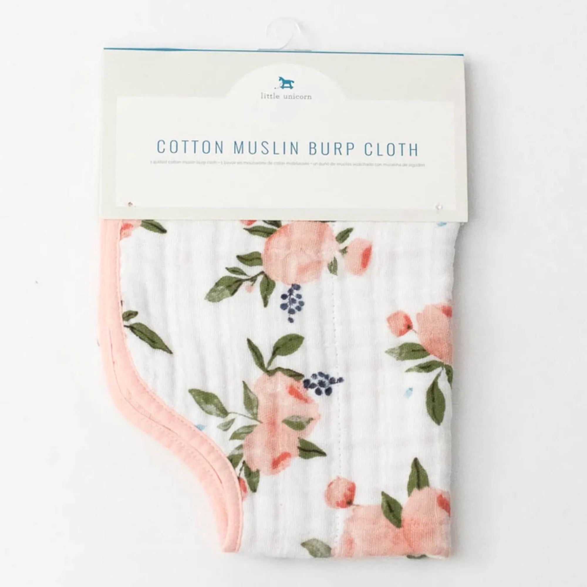 LITTLE UNICORN Cotton Muslin Burp Cloth -  Watercolor Roses
