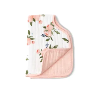 LITTLE UNICORN Cotton Muslin Burp Cloth -  Watercolor Roses