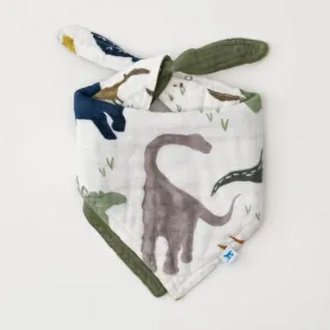 LITTLE UNICORN Cotton Muslin Reversible Bandana Bib - Dino Friends