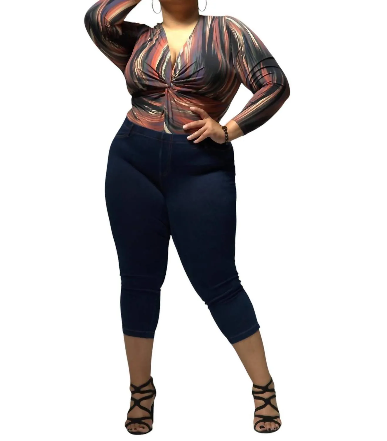 Long Sleeve Bodysuit In Wine Multi