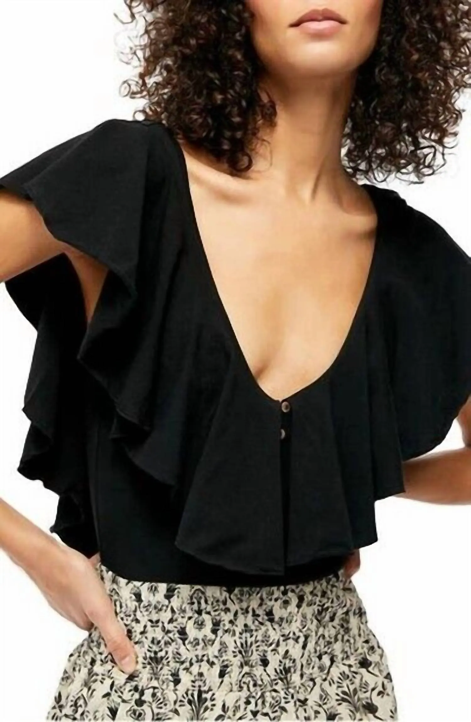Matilda Ruffle Bodysuit In Black