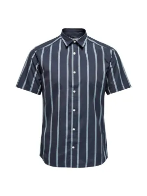 Men's Striped Dress Shirt,Navy