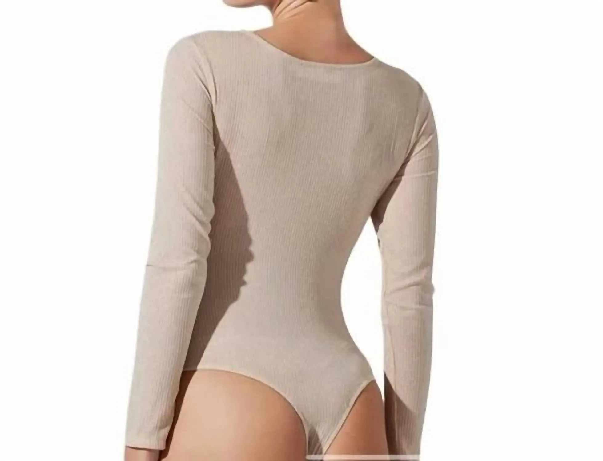 Metallic Twist Front Bodysuit In Cream Metallic