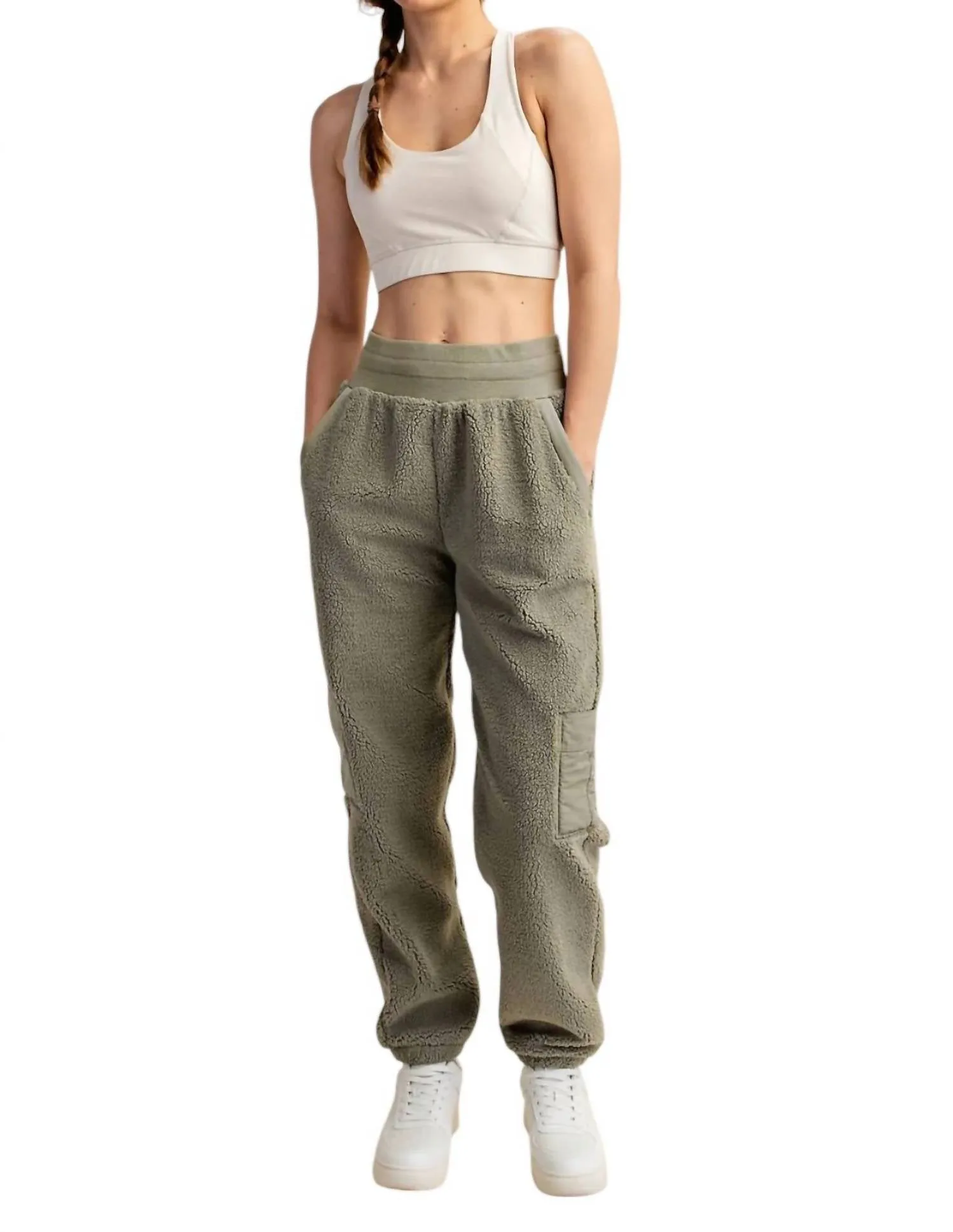 Micro Sherpa Pants In Sage