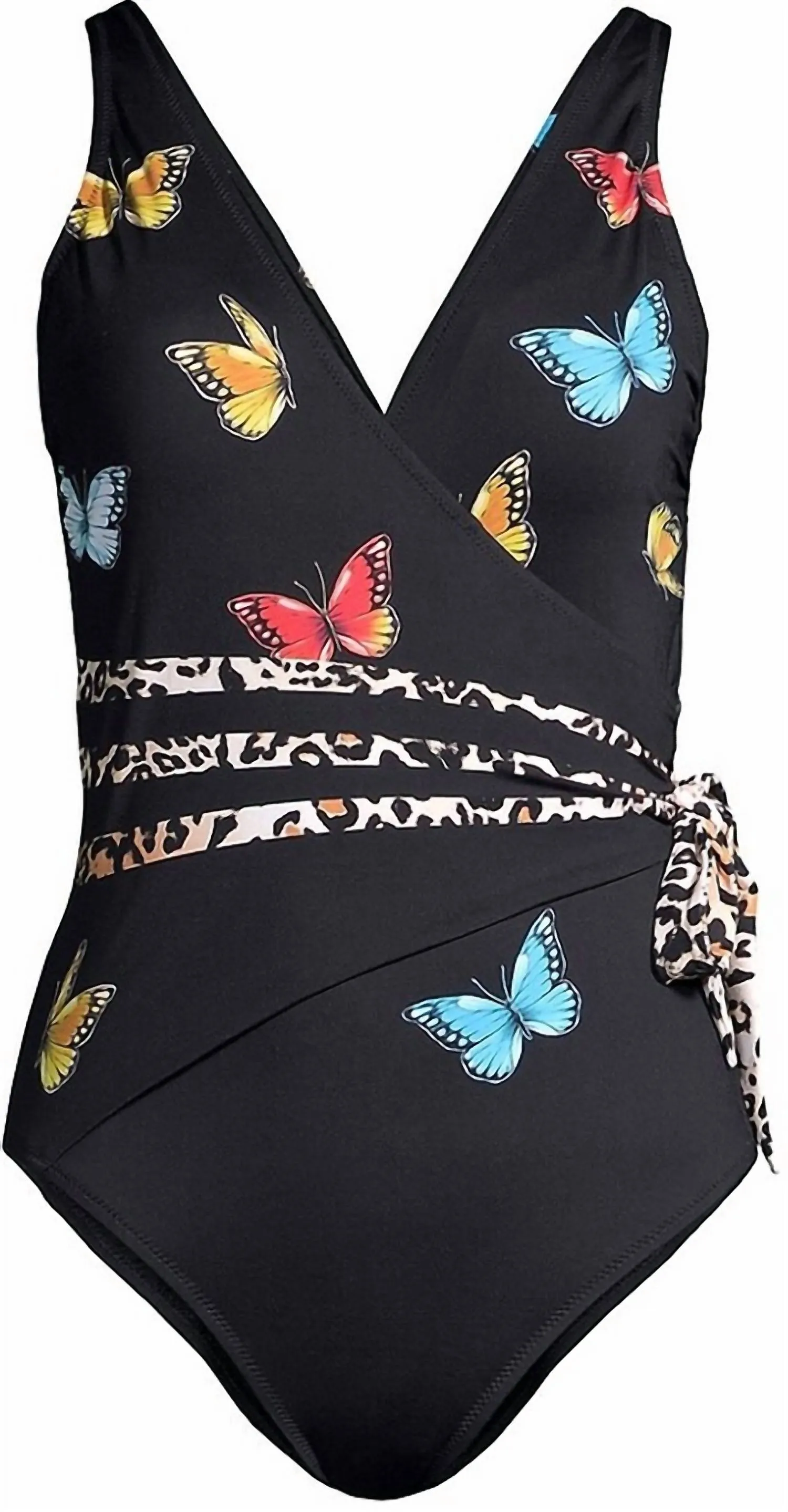 Monarch Butterfly Print Wrap Swimsuit In Multi