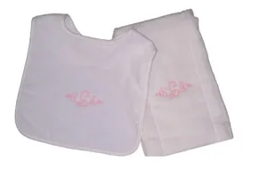 Monogrammed Terry Bib And Burp Set Babykids_Cute-As-Buttons