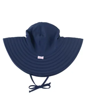 Navy Blue Seersucker Swim Hat UPF 50 