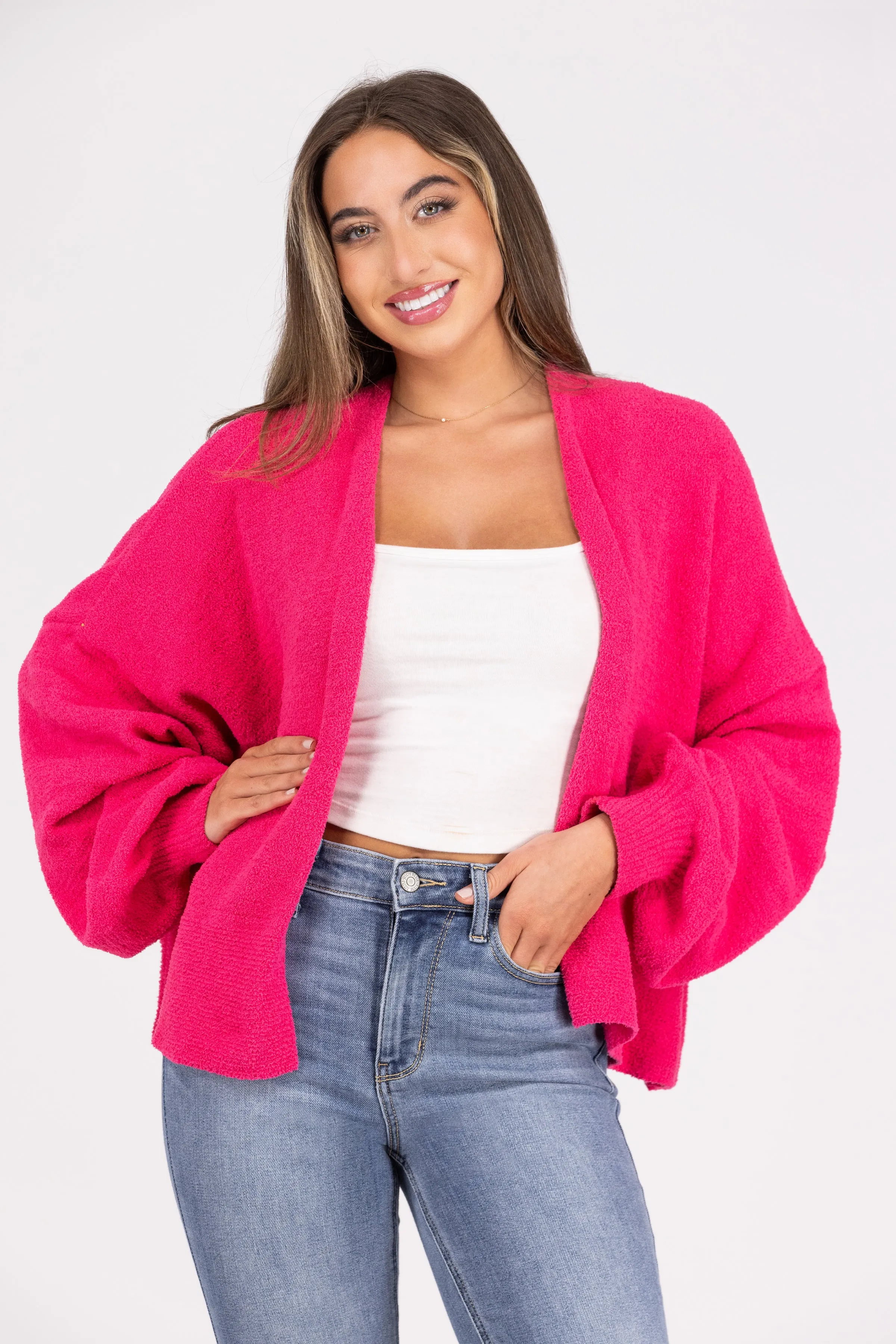 Not The Girl I Was Women's Bright Fuzzy Long Sleeve Cardigan
