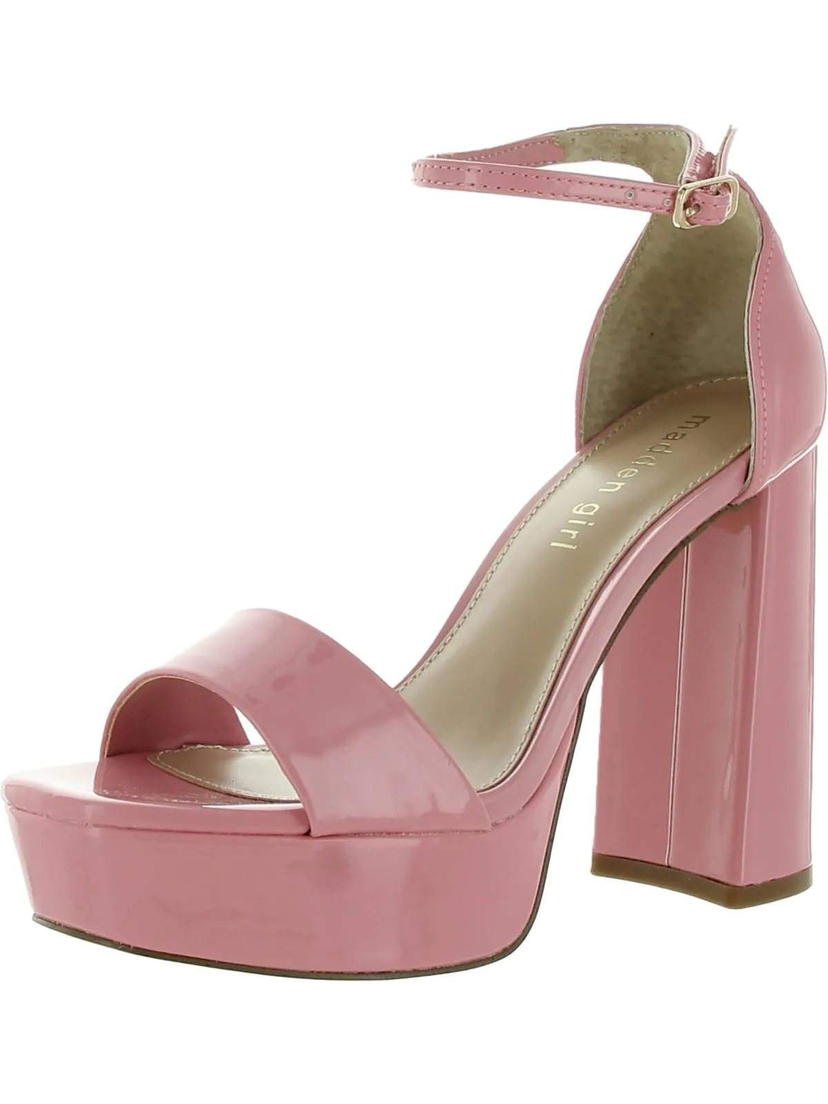 Omega Womens Patent Leather Ankle Strap Heels