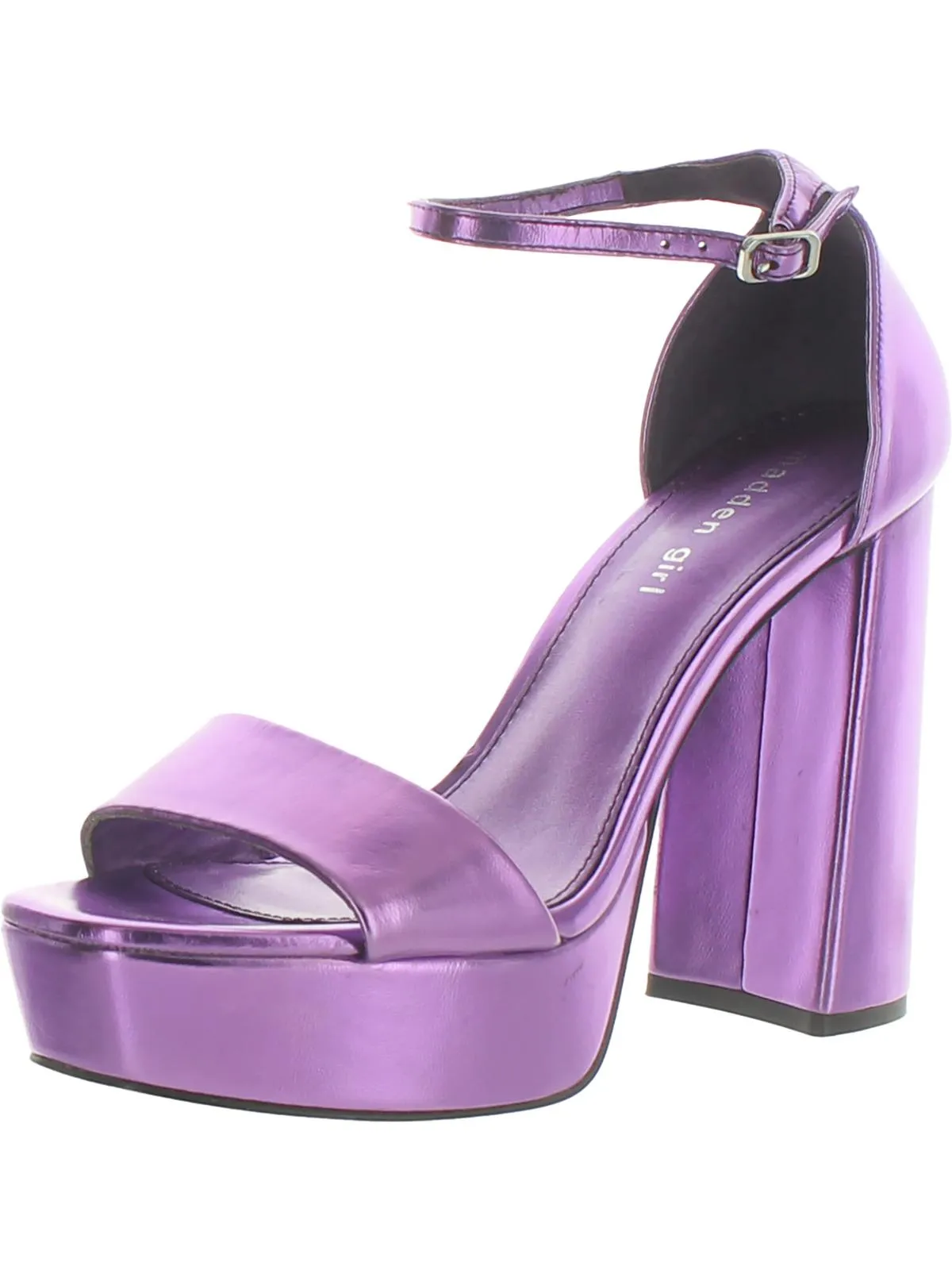 Omega Womens Patent Leather Ankle Strap Heels