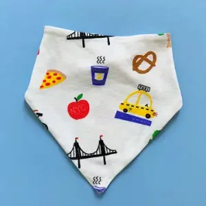 Organic Baby Bib Kerchief Reversible Big City All Over Print