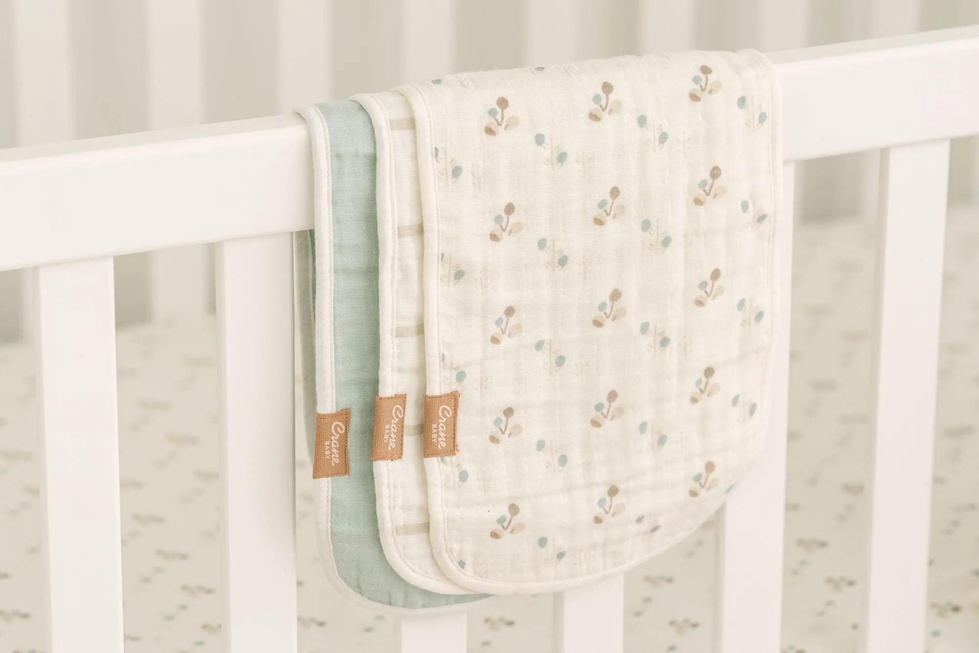 Organic Cotton 3-pc. Poppy Burp Cloth Set
